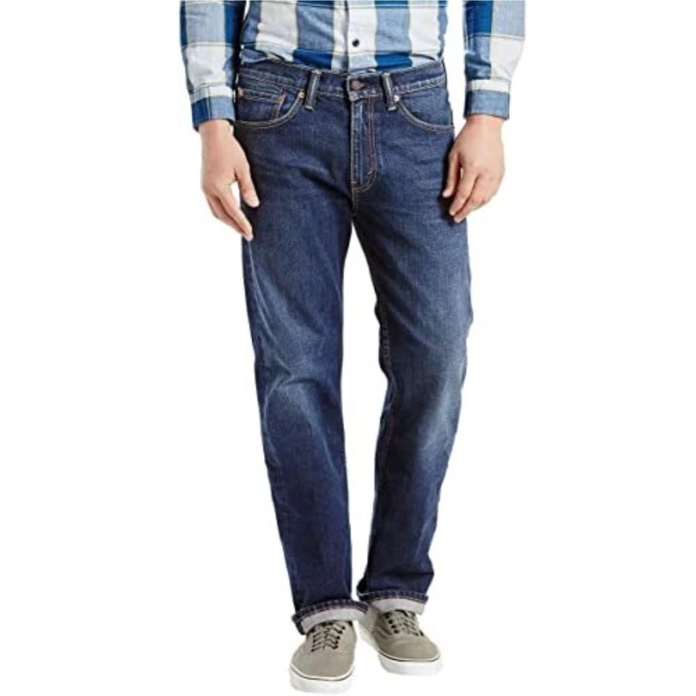 Levi's Men 505 Regular Blue Jeans Size 34x32 Stretch  Sits At Waist Straight Leg